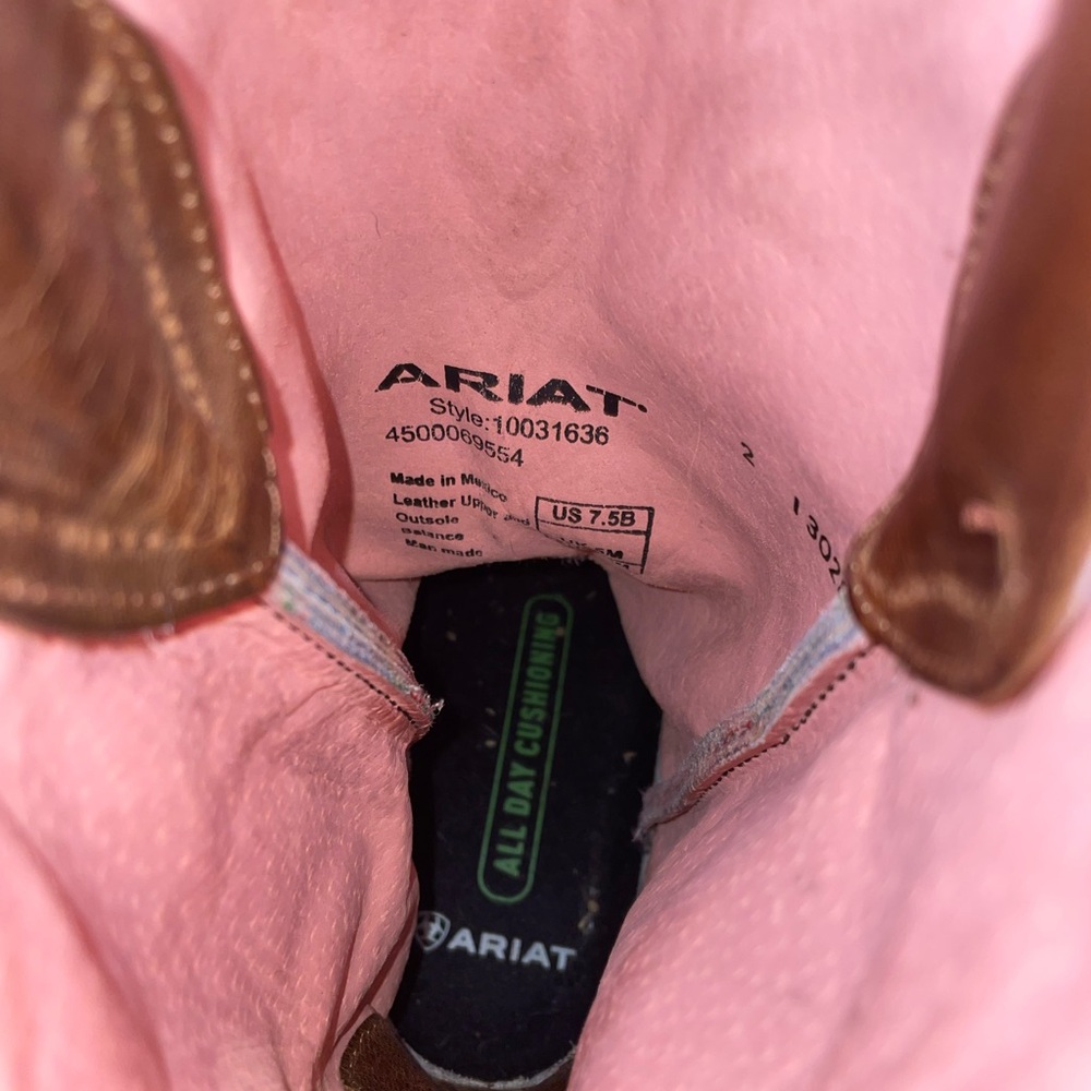 Ariat Brown and Pink Floral Cowboy Boots - Picture 4 of 5